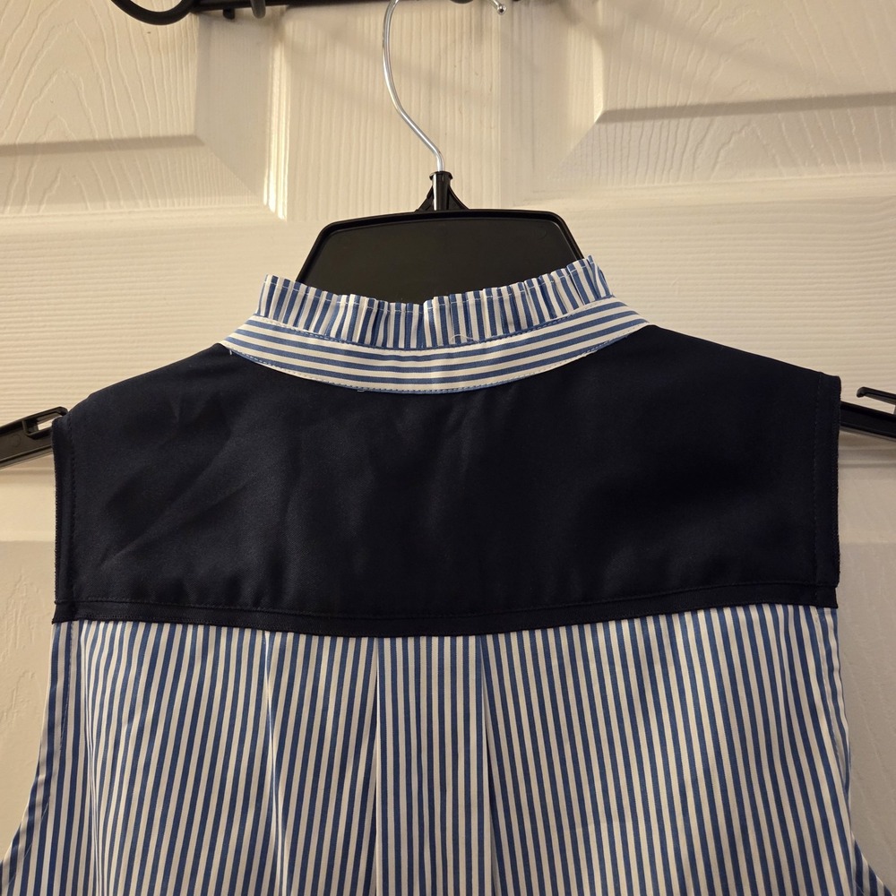 J. Crew sz 2P striped sleeveless tunic top NWT‎ pleats ruffles casual preppy - Picture 5 of 14